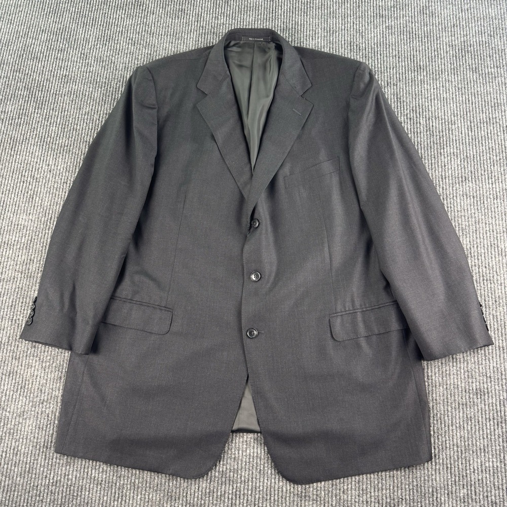 Ermenegildo Zegna Suit Jacket 50L Gray Wool Solid Luxury Designer Italy